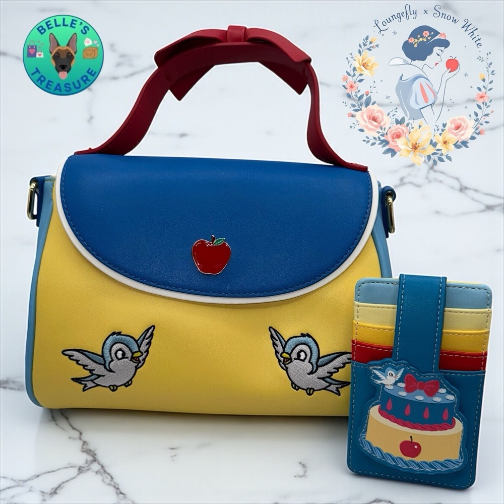 Loungefly X Disney Snow White Handbag Purse & Wallet Yellow Embroidered‎ Birds